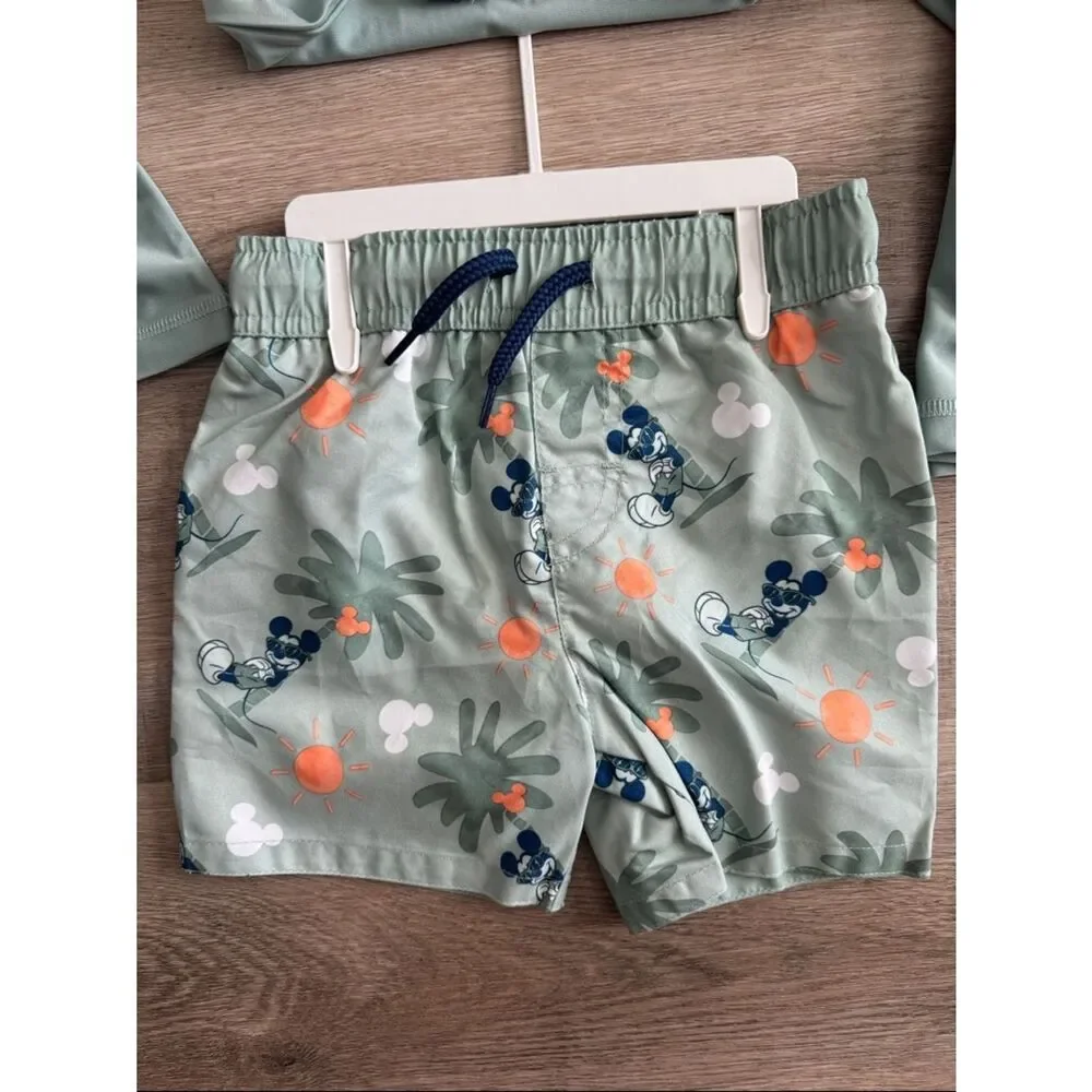 Disney Seafoam Green Mickey Graphic Pajama Set with Navy Print